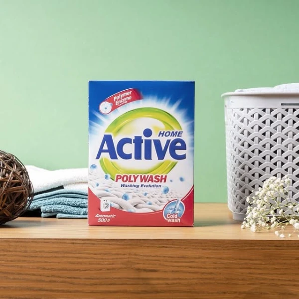 پودر لباسشویی اکتیو پلی واش مدل Home مناسب برای شستشو با آب سرد، بستهبندی ۵۰۰ گرمی
