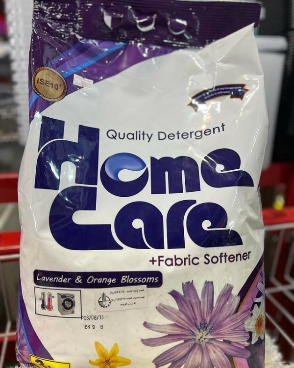 بسته پودر لباسشویی Home Care با رایحه اسطوخودوس و شکوفه پرتقال، کیفیت شویندگی بالا و نرم‌ کننده