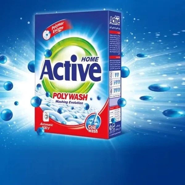 پودر ماشین لباسشویی اکتیو مدل poly wash مقدار 500 گرم